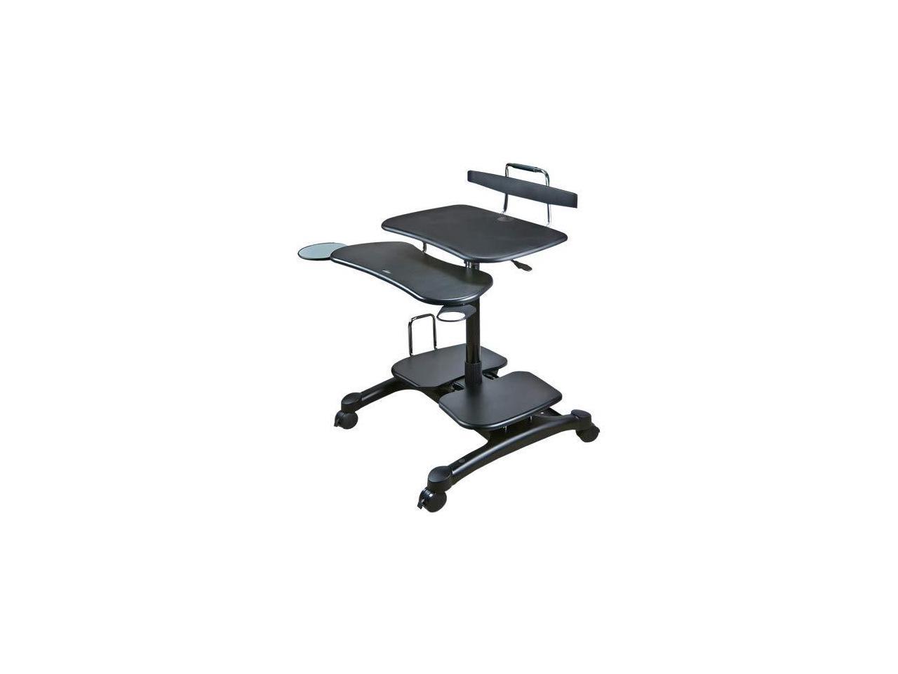 DoubleSight Displays DS-650MC Mobile Desktop Cart with Keyboard Tray 2 Shelves