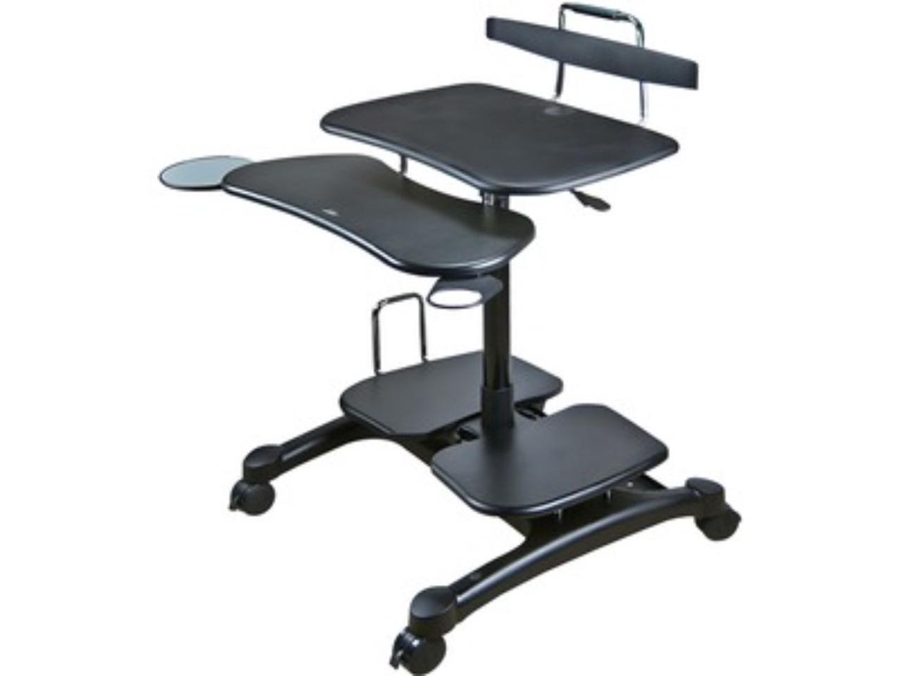 DoubleSight Displays DS-650MC Mobile Desktop Cart with Keyboard Tray 2 Shelves