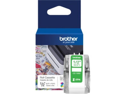 Brother Genuine CZ-1002 continuous length ??" (0.5") 12 mm wide x 16.4 ft. (5 m) long label roll featuring ZINK® Zero Ink technology - 1/2" Width x 16 13/32 ft Length - Zero Ink
