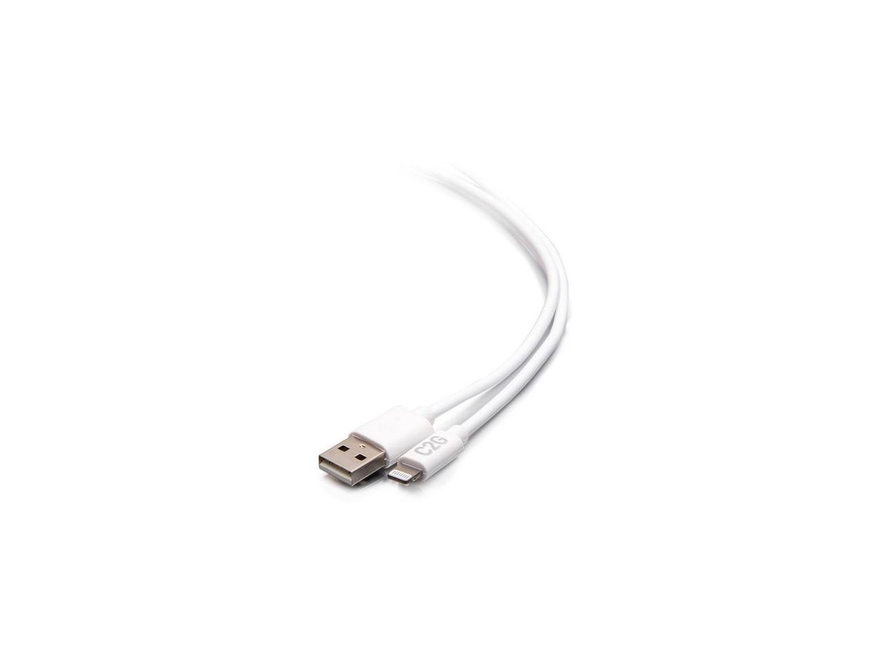C2G USB-A Male to Lightning Male Sync and Charging Cable, White, 3ft