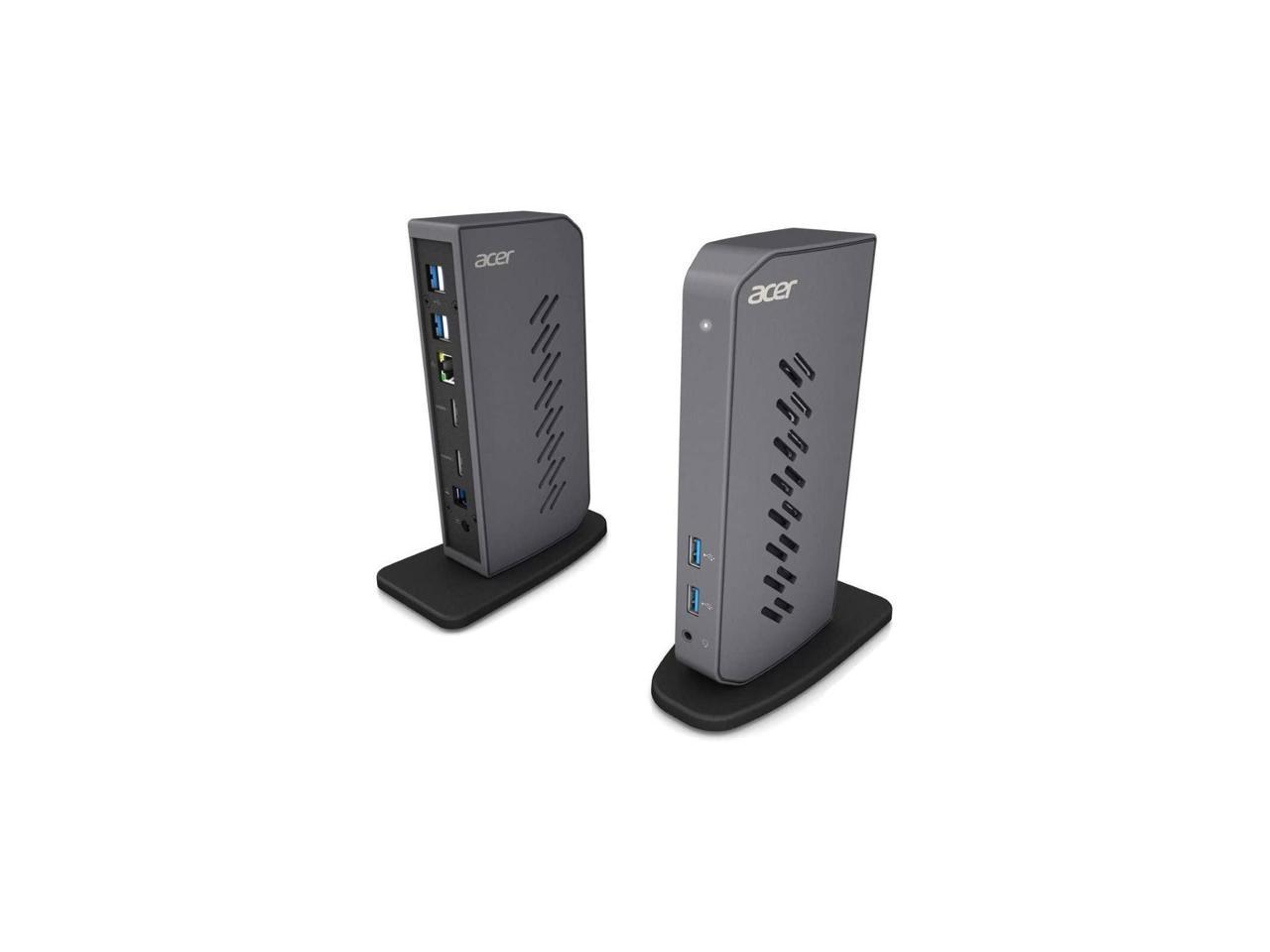 Acer U301 USB 3.0 Dock for Windows | 2 x HDMI ports | 2 USB 3.1 Gen 1 ports | 4 USB 2.0 Ports | Gigabit Ethernet | Requires One USB 3.1 Type A or USB 3.1 Type-C on Computer | Gray