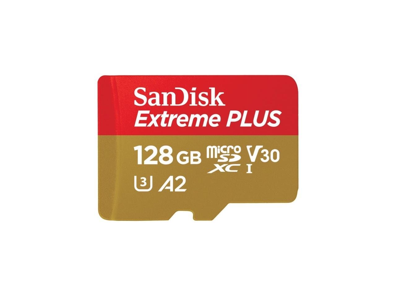 SanDisk - SDSQXBZ-128G-ANCMA - SanDisk Extreme PLUS 128 GB Class 10/UHS-I (U3) microSDXC - 170 MB/s Read - 90 MB/s Write
