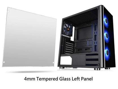 Thermaltake V200 Tempered Glass RGB Edition 12V MB Sync Capable ATX Mid-Tower Chassis with 3 120mm 12V RGB Fan + 1 Black 120mm Rear Fan Pre-Installed CA-1K8-00M1WN-01