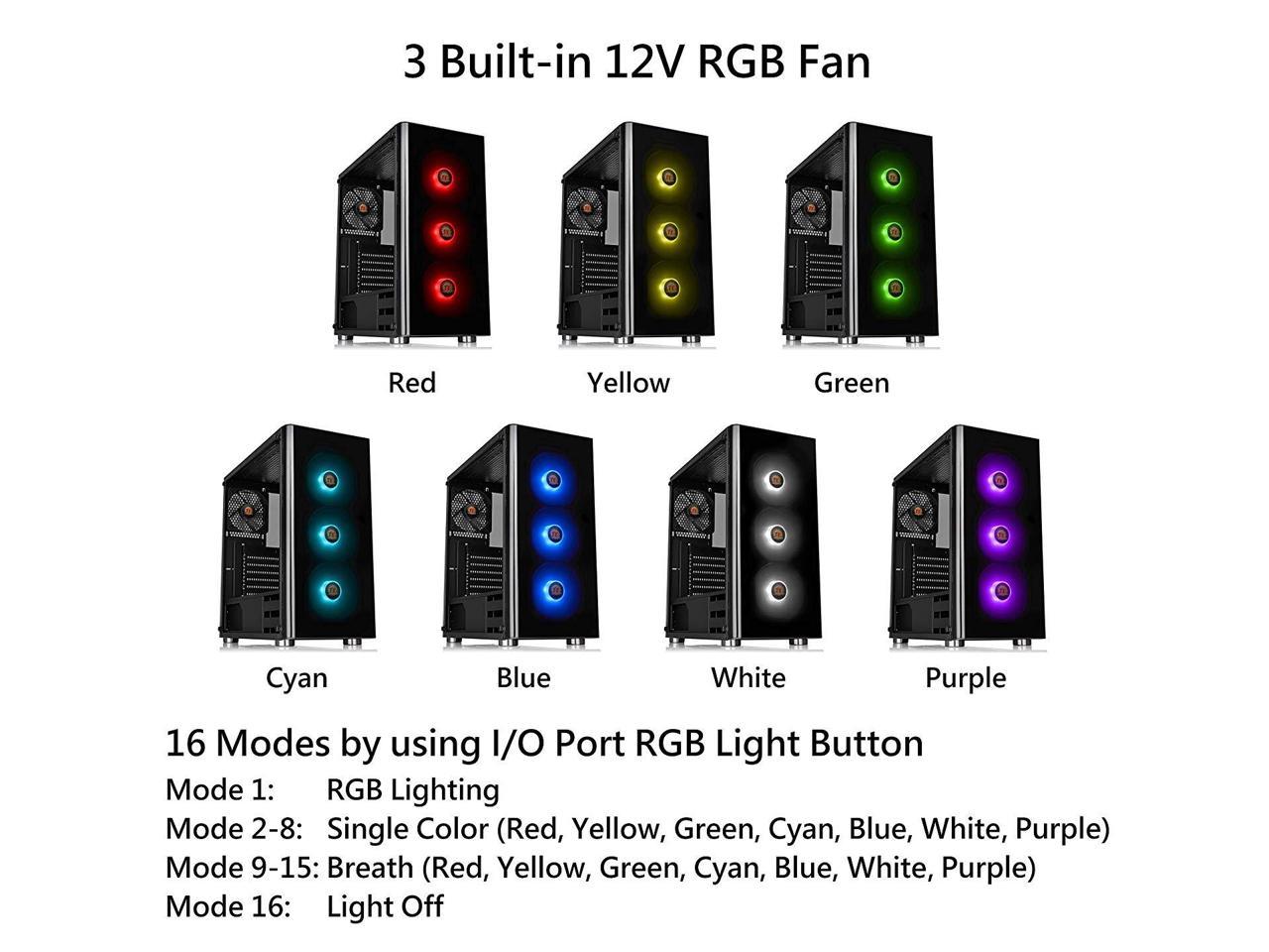 Thermaltake V200 Tempered Glass RGB Edition 12V MB Sync Capable ATX Mid-Tower Chassis with 3 120mm 12V RGB Fan + 1 Black 120mm Rear Fan Pre-Installed CA-1K8-00M1WN-01