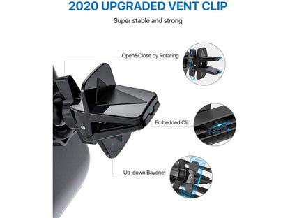 Car Phone Mount Ultimate Smartphone Car Air Vent Holder Easy Clamp Cradle Hands-Free Compatible with iPhone 11/11 Pro/11 Pro Max/8 Plus/8/X/XR/XS/SE Samsung Galaxy S20/S20+/S10/S9/Note 20/10
