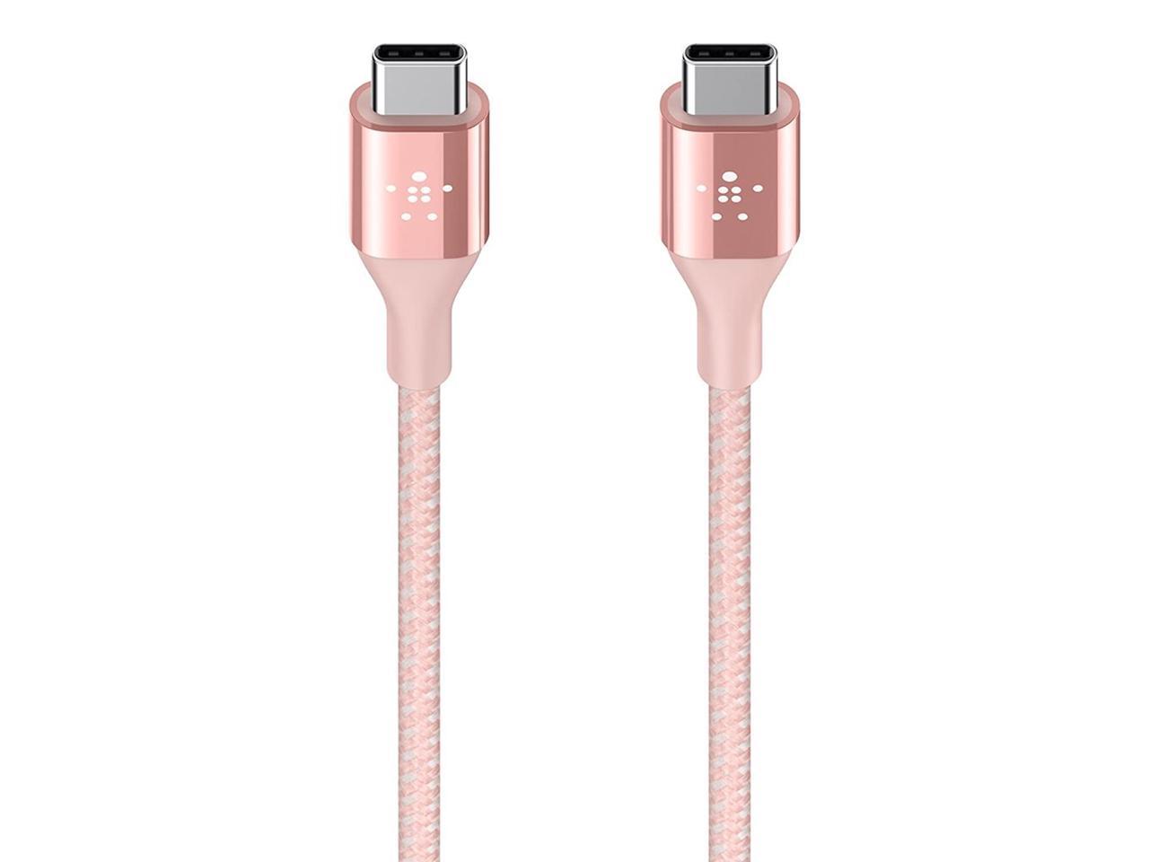 Belkin MIXIT DuraTek Kevlar USB-C (USB Type C ) to USB-C Cable, 4 Feet (Rose Gold)