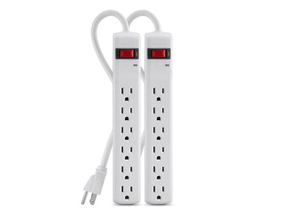 Belkin F5C048-2 6-Outlet Power Strip Surge Protector with 2-Foot Power Cord, 200 Joules (2-Pack),White