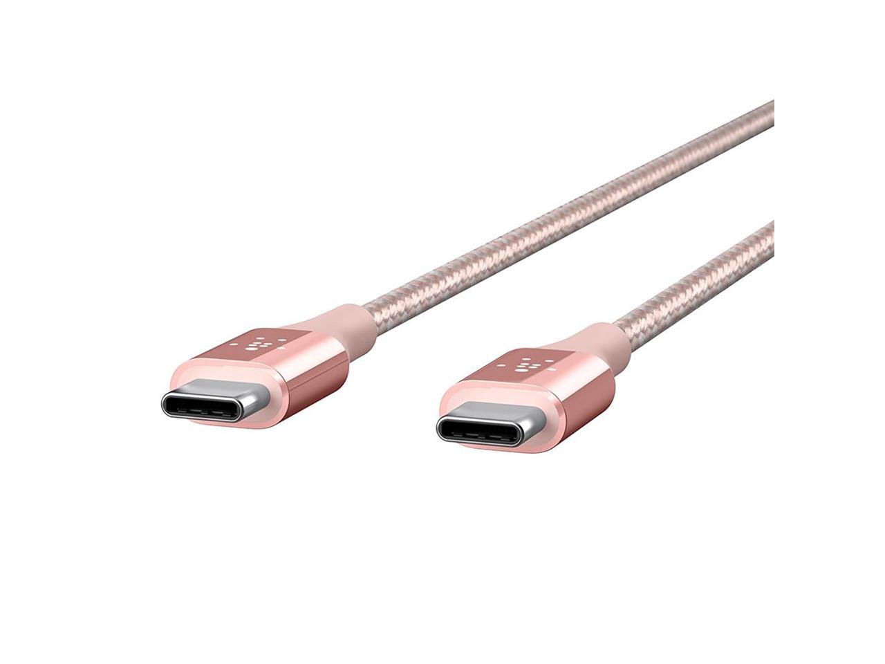 Belkin MIXIT DuraTek Kevlar USB-C (USB Type C ) to USB-C Cable, 4 Feet (Rose Gold)