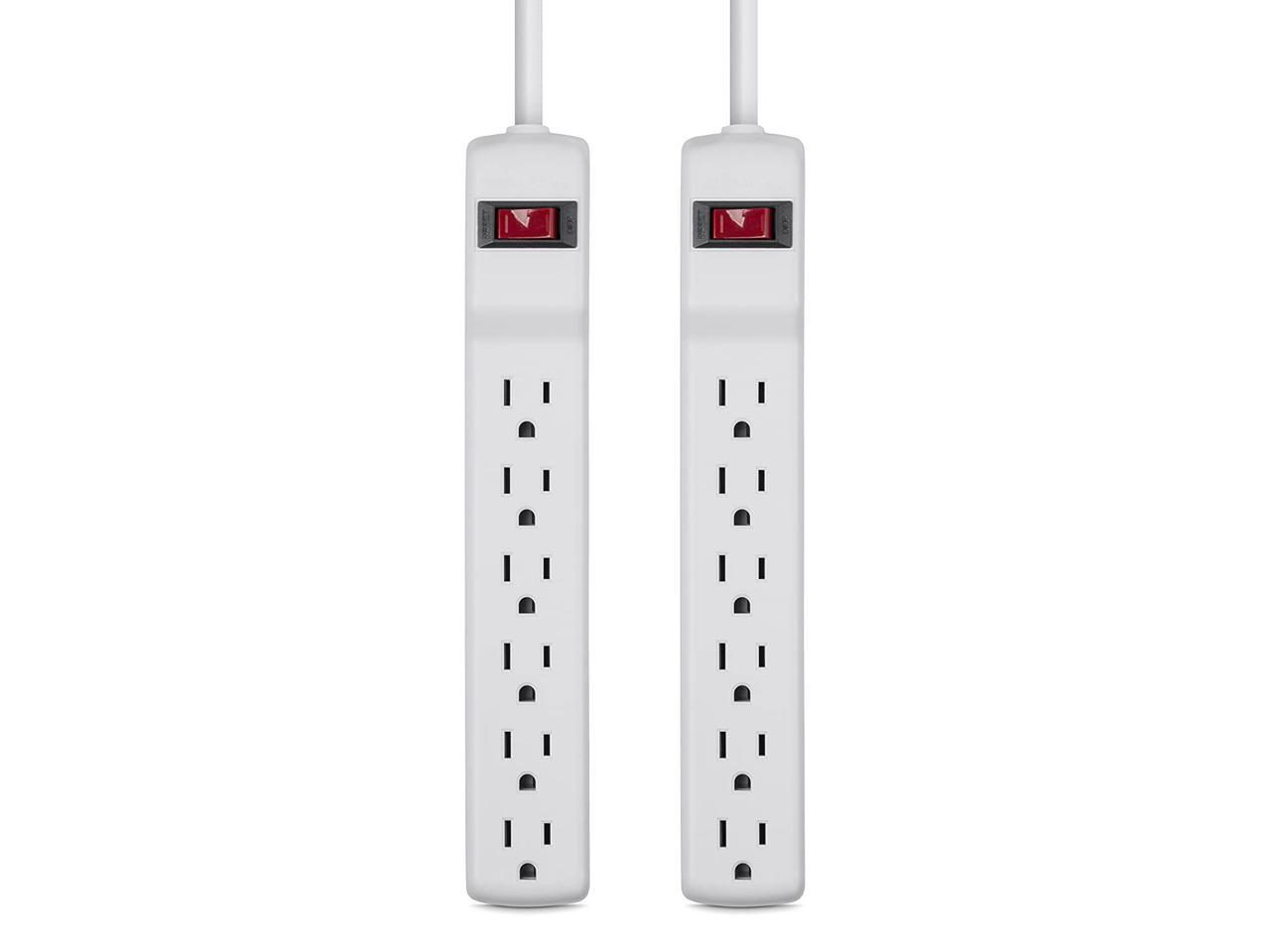 Belkin F5C048-2 6-Outlet Power Strip Surge Protector with 2-Foot Power Cord, 200 Joules (2-Pack),White