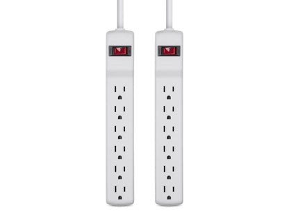 Belkin F5C048-2 6-Outlet Power Strip Surge Protector with 2-Foot Power Cord, 200 Joules (2-Pack),White