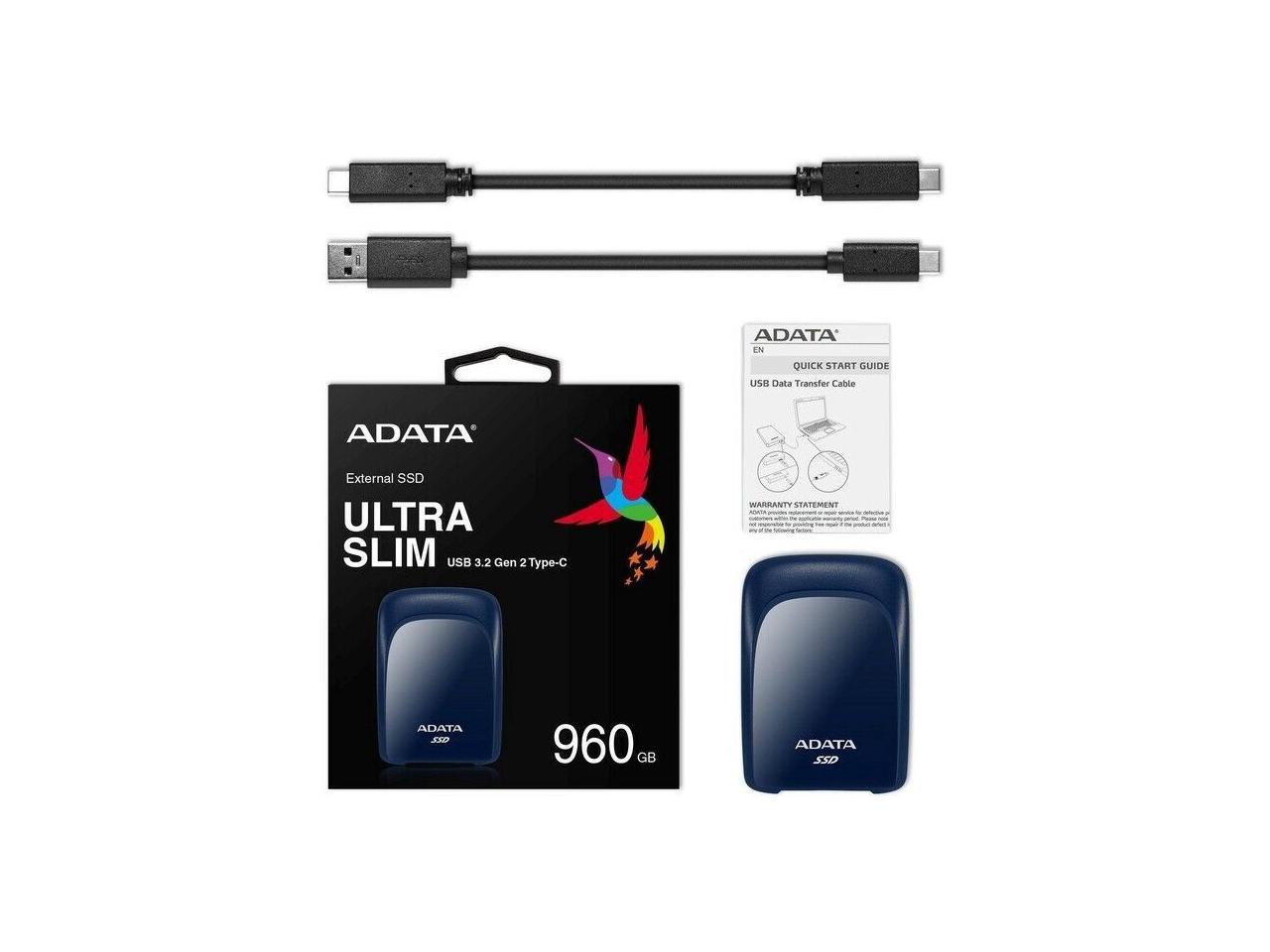 Adata SC680 960GB USB 3.2 Type C Portable Solid State Drive ASC680960GU32G2CBL