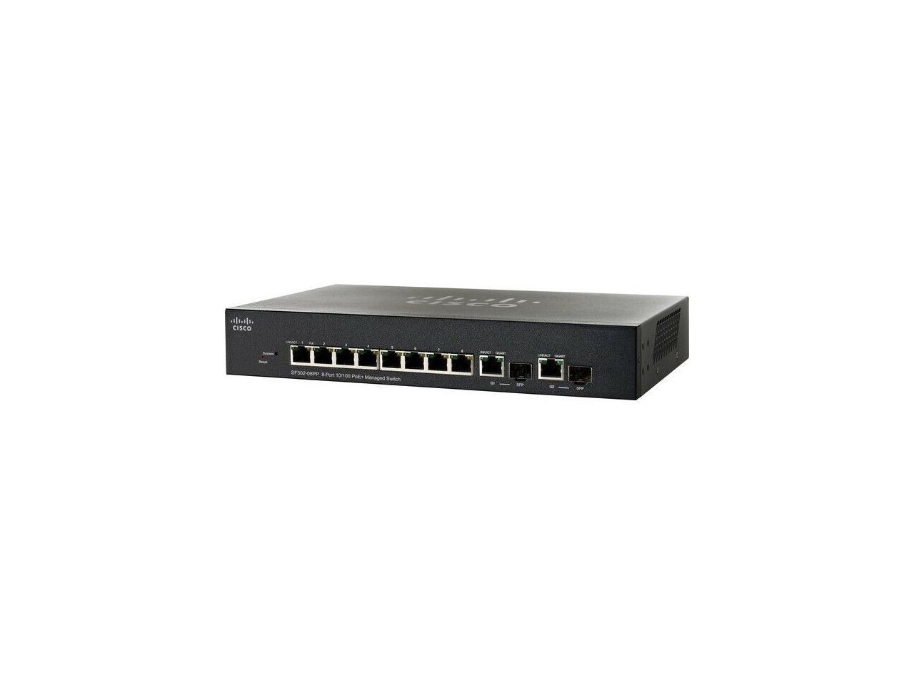 Cisco SF302-08PP 8-Port 10/100 PoE+ Managed Switch